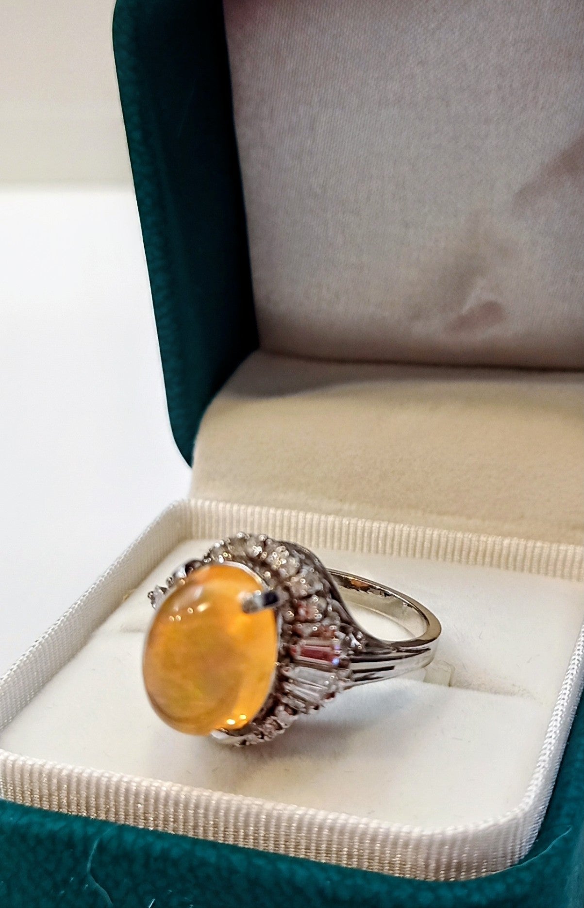 Fire Opal Ring-Pt900