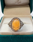 Fire Opal Ring-Pt900/Opal 1=5.08ct/MD=0.84ct/9.6g