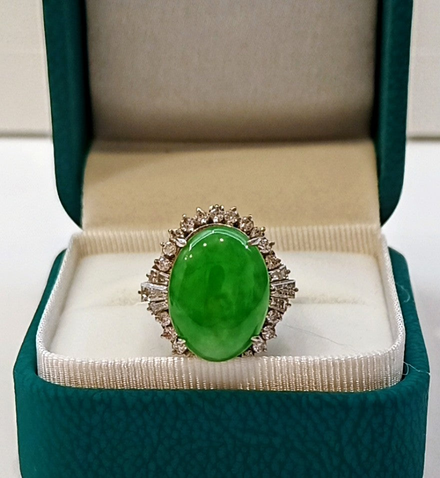 Natural Jadeite Diamond Ring