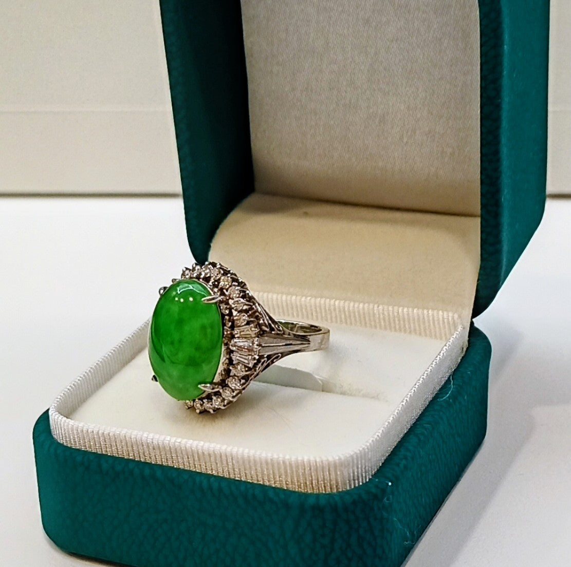 Natural Jadeite Diamond Ring