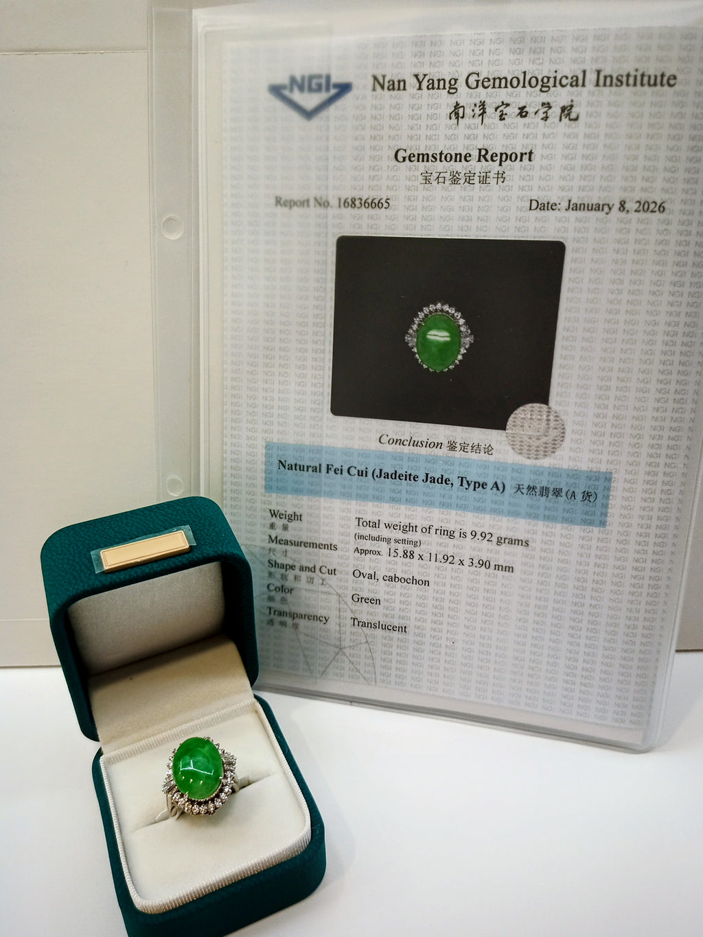 Natural Jadeite Diamond Ring
