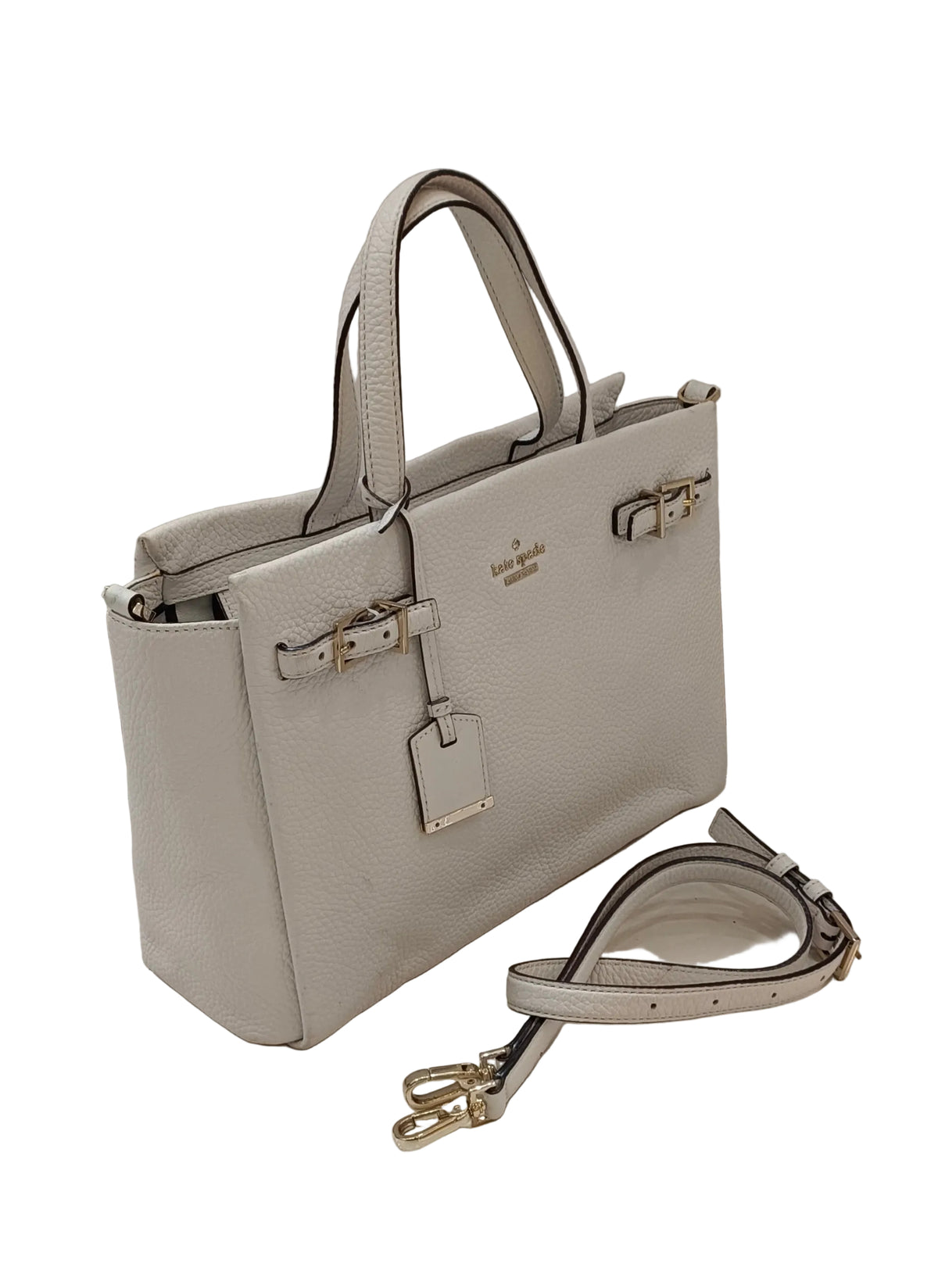 Kate Spade Tote Bag-White Pebble Leather-2 way