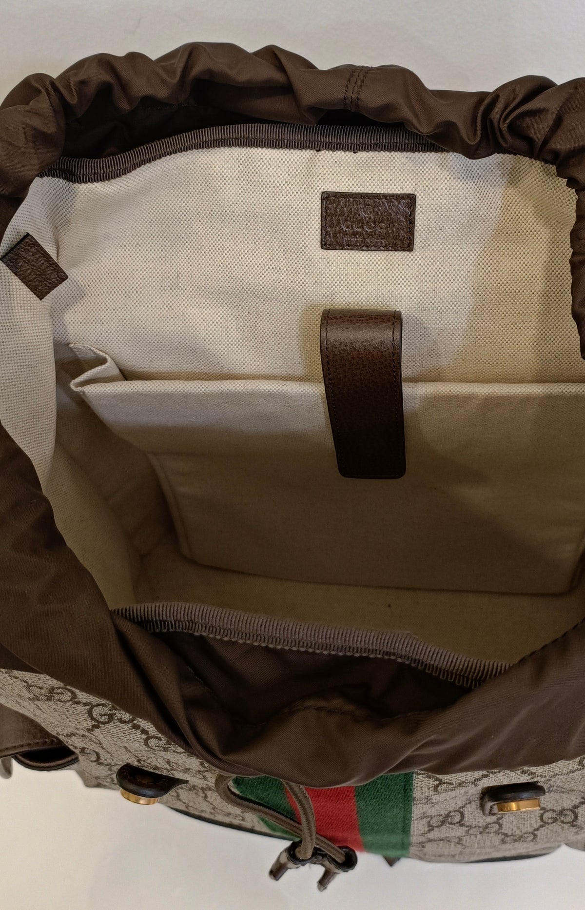 Gucci Ophidia GG Supreme Backpacks-Light Brown-Leather