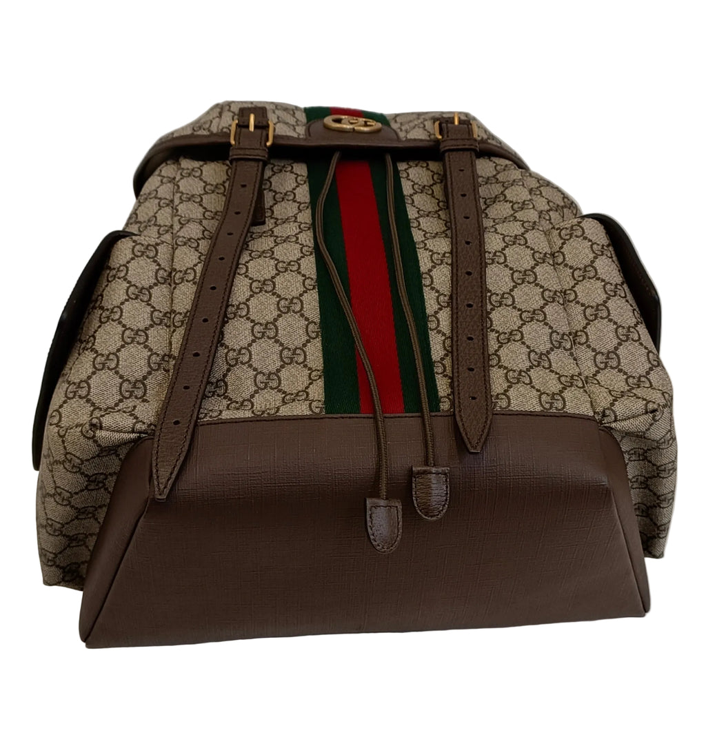 Gucci Ophidia GG Supreme Backpacks-Light Brown-Leather