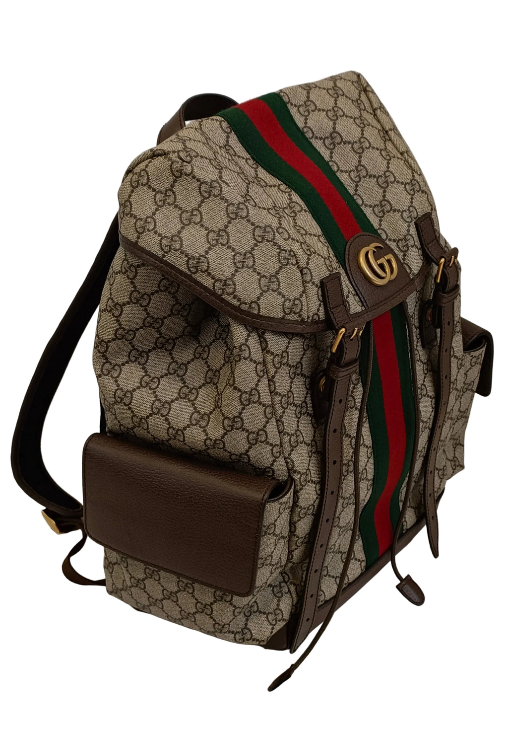 Gucci Ophidia GG Supreme Backpacks-Light Brown-Leather