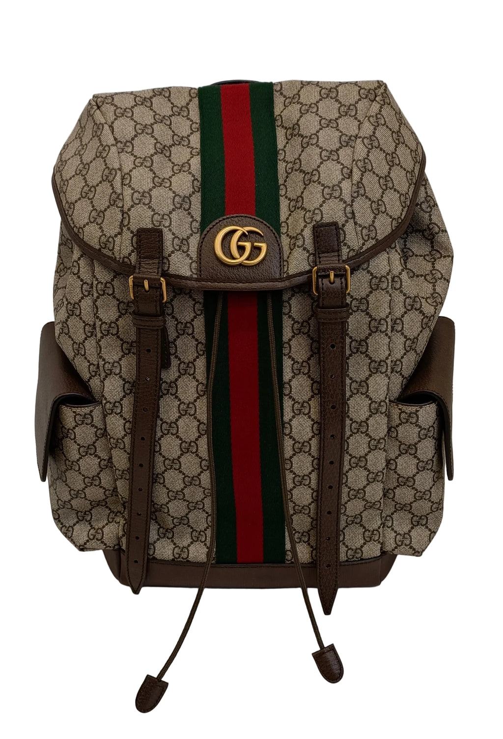 Gucci Ophidia GG Supreme Backpacks-Light Brown-Leather
