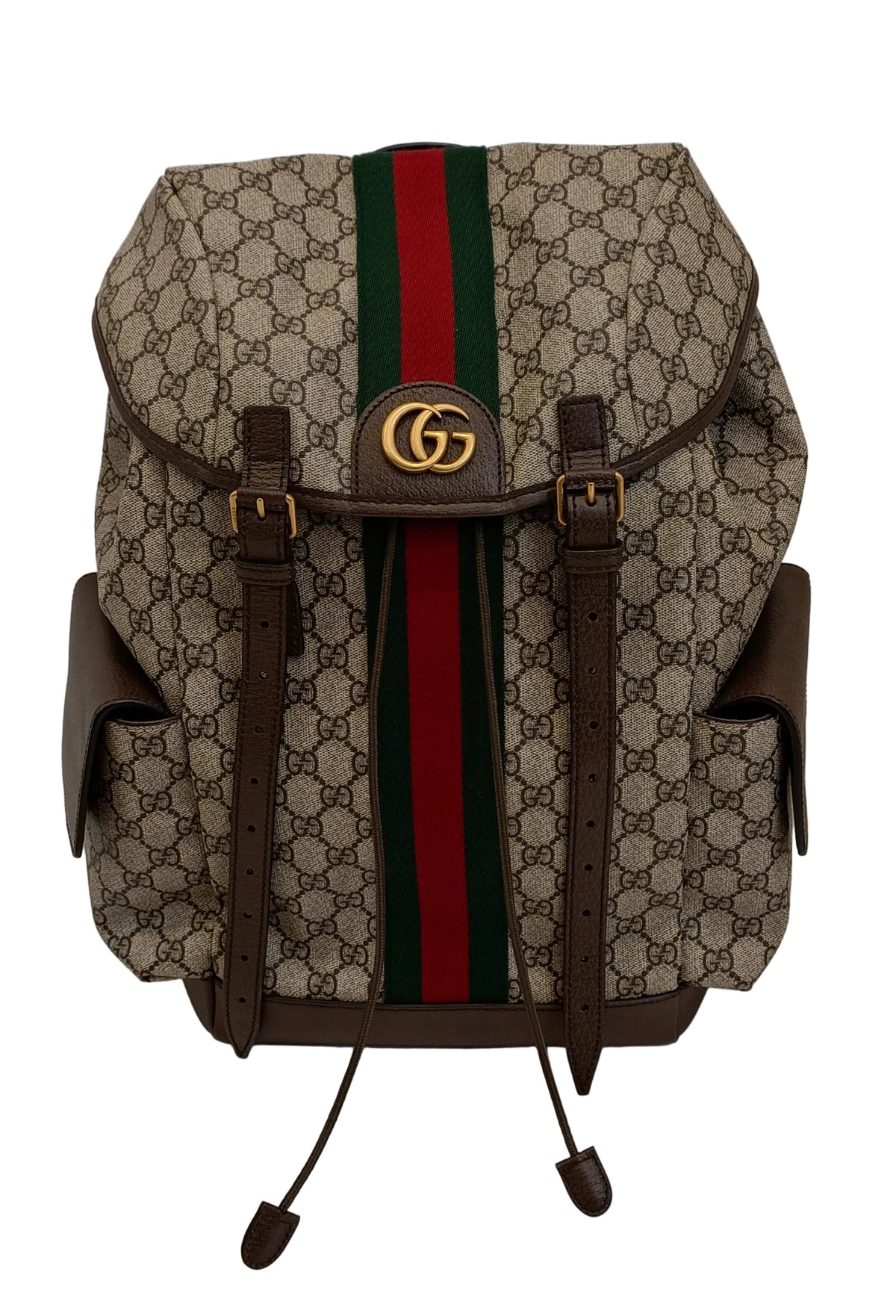 Gucci Ophidia GG Supreme Backpacks-Light Brown-Leather