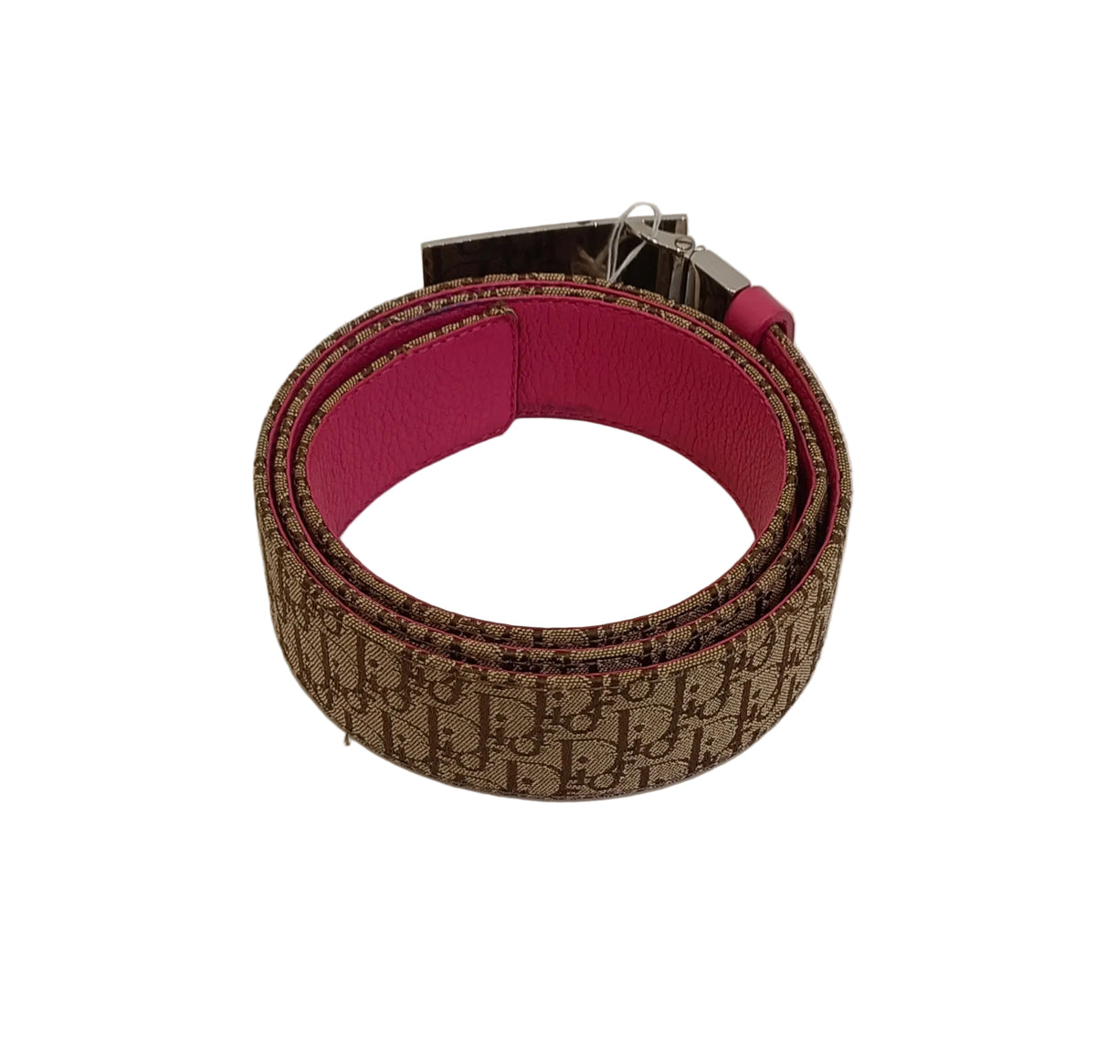 Christian Dior Belt-Leather & canvas/Beige Trotter Pin/Pink Inside/Size : L= 29"