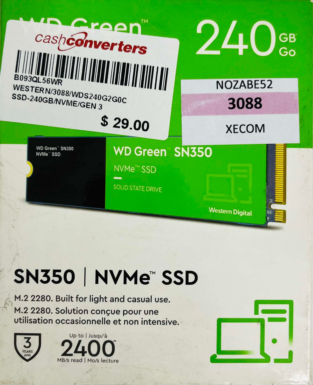 Western Digital 240GB WD Green SN350 NVMe Internal SSD