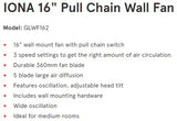 Iona GLWF162 16inch Electrical Wall Fan