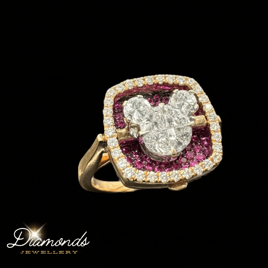 Diamond with Ruby Background 18k Rose Gold Lady's Ring Main image