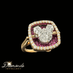 Diamond with Ruby Background 18k Rose Gold Lady's Ring