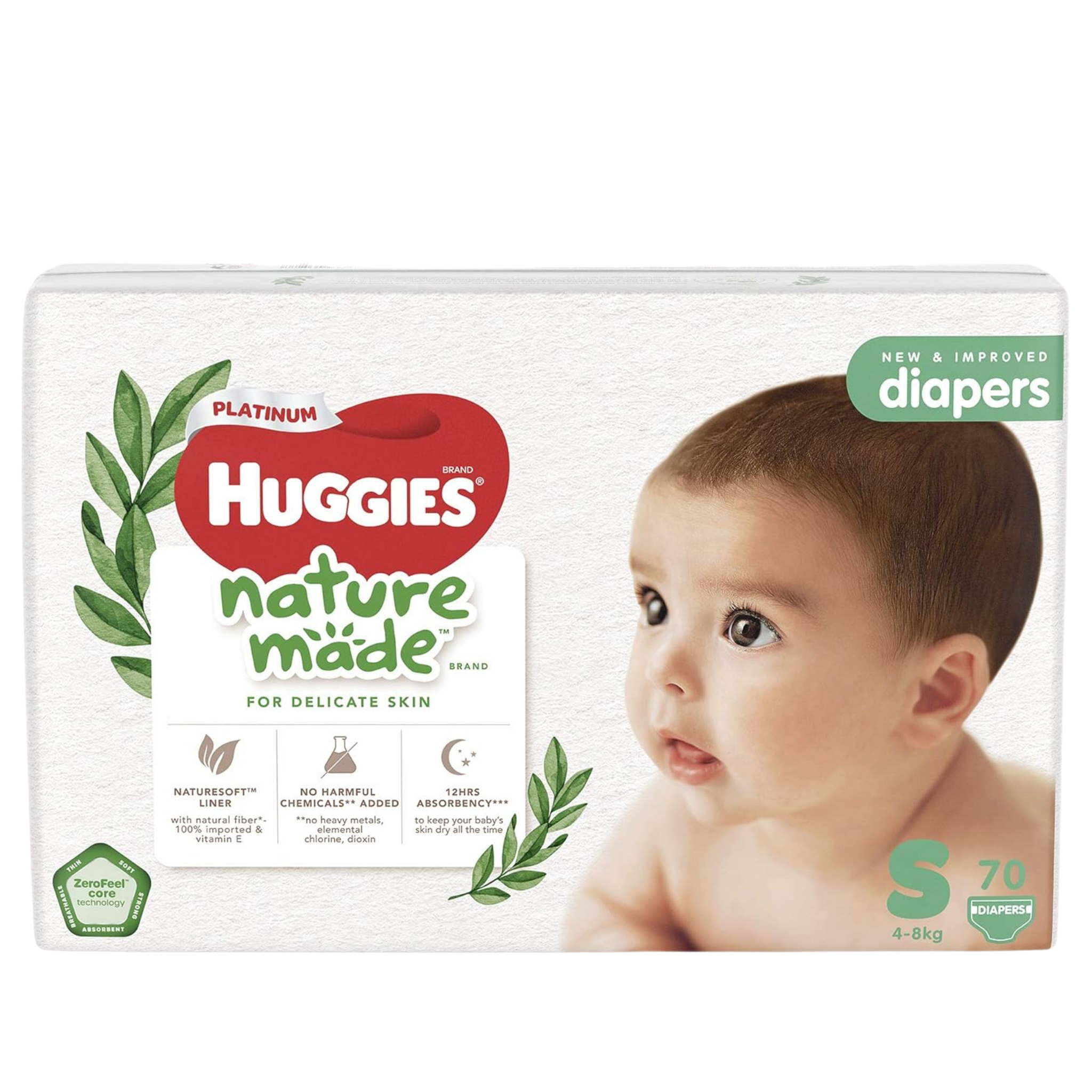 Huggies Platinum Naturemade Tape Diapers, S, NET COUNT 70X3 Main image