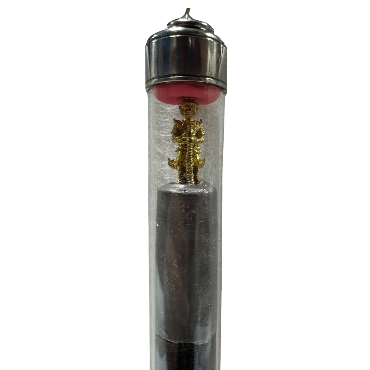 Thai amulet known as a Takrut containing a miniature Loi Ongk statuette of Thao Wessuwan Main image