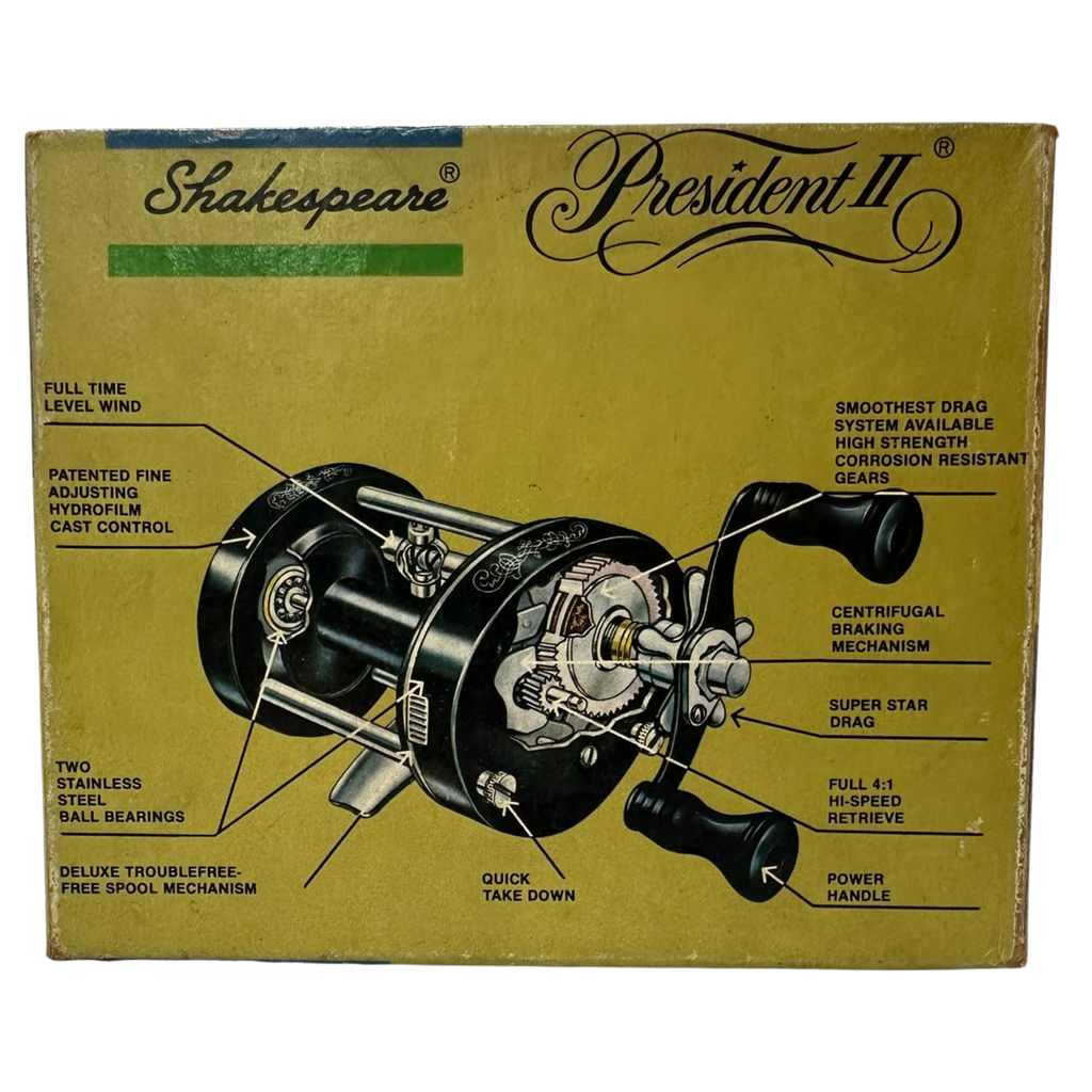 Vintage Shakespeare President II 1984-B Wide Spool Baitcasting Reel