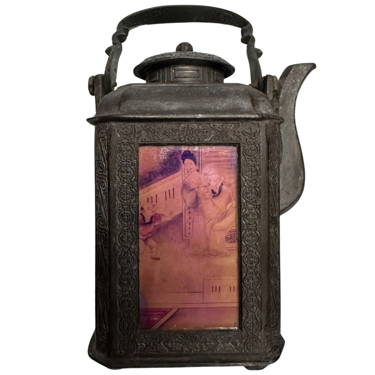 Chinese Pewter Wine Warmer Teapot