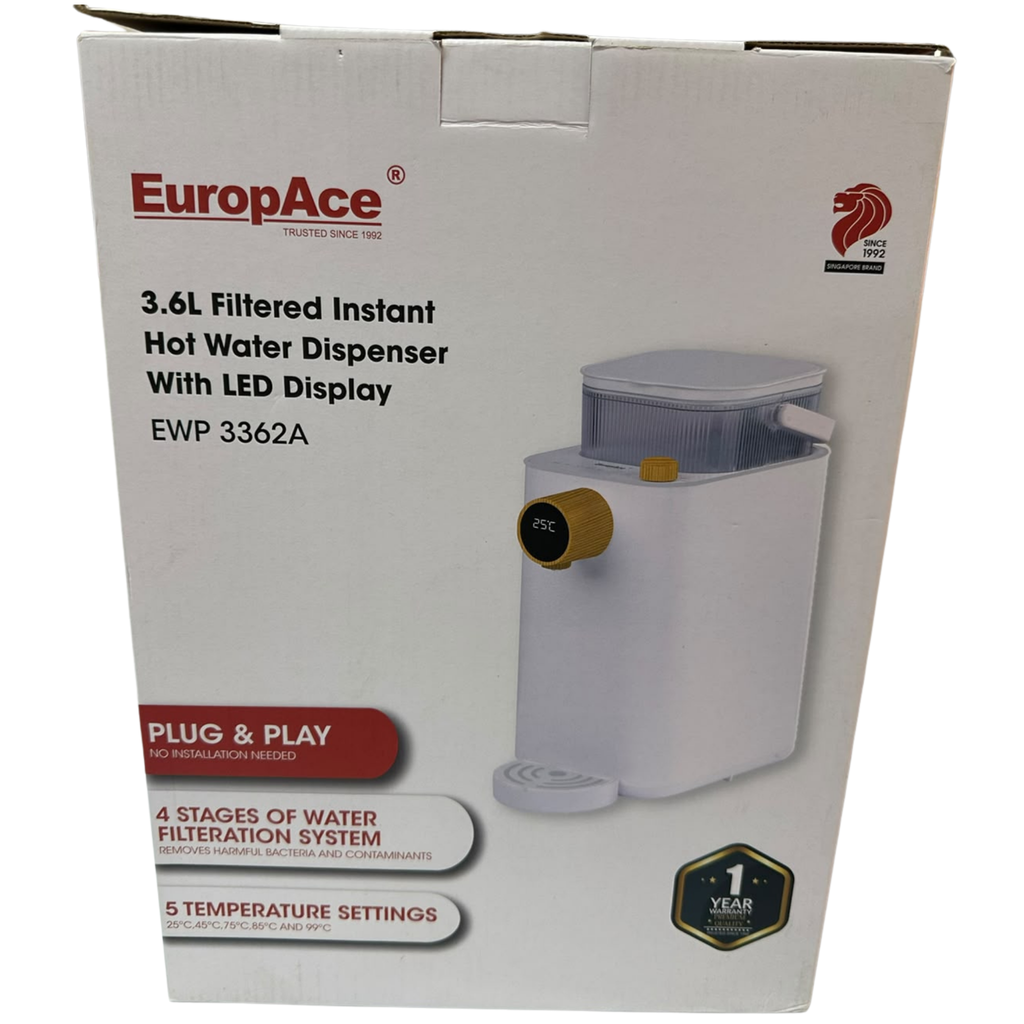 EuropAce 3.6L Filtered Instant Hot Water Dispenser Model EWP 3362A