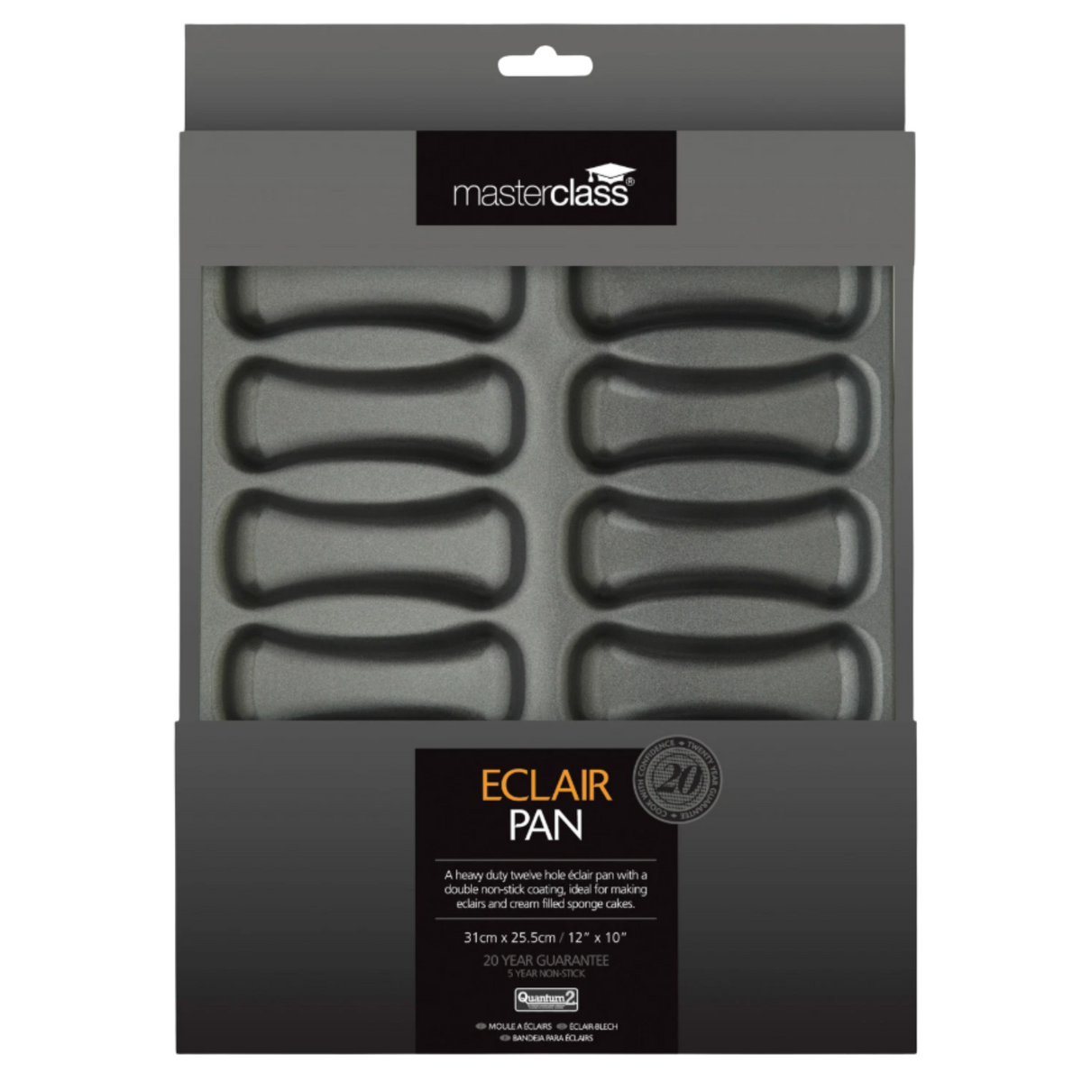 Masterclass Non-stick Twelve Hole Éclair Baking Pan 31x25.5x2.5cm, Display Boxed