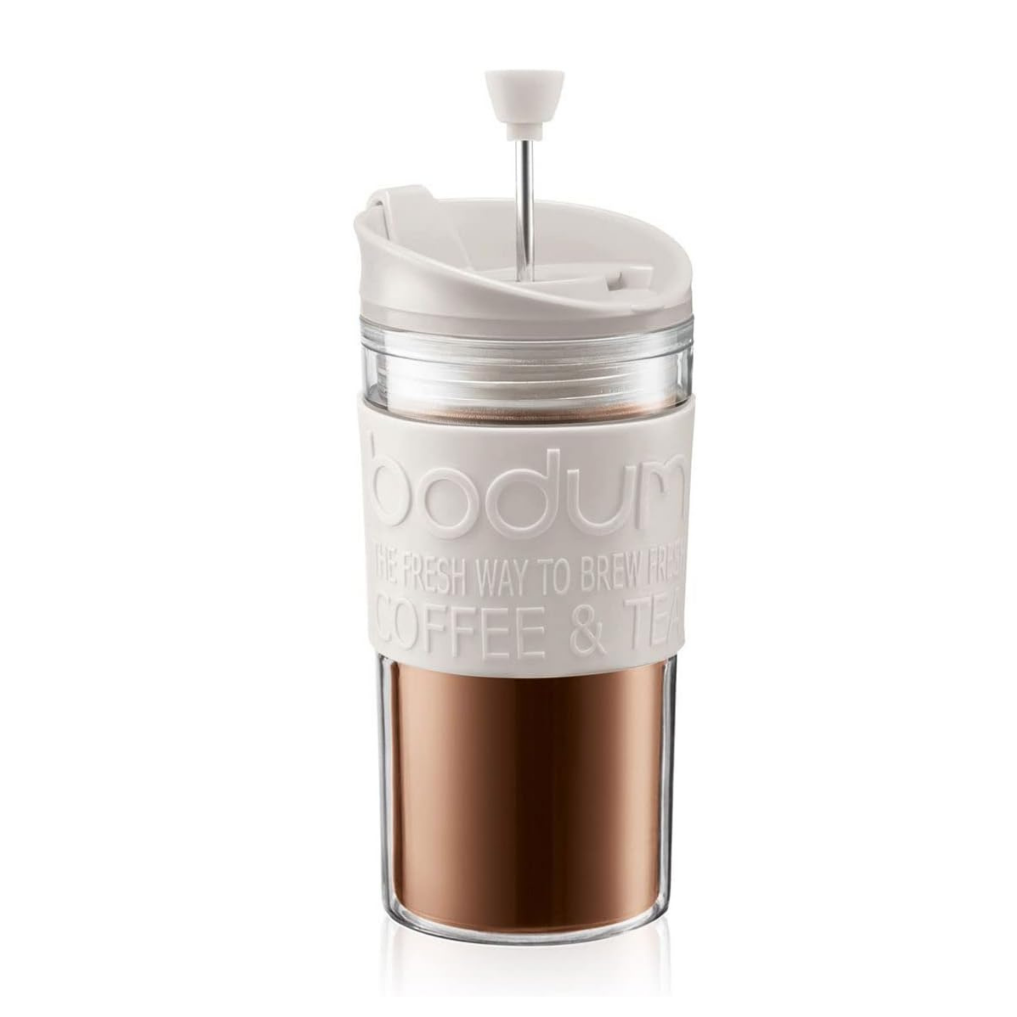 Bodum K11102-913 Travel Press Set Coffee Maker with Extra Lid, 0.35L, Off White