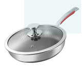 KATA SUS316 Stainless Steel Honeycomb Pan Skillet Non-Stick Wok With Lid