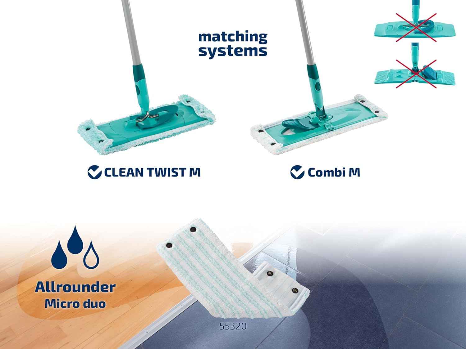 Leifheit Replacement Wiper Covers Clean for Twist M Micro Duo Mop