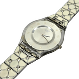 Swatch Skin Elegantly Framed SFK356G Quartz White Enamel Bracelet Watch 38mm
