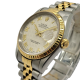 Rolex Datejust 16233 Half Gold White Pyramid Dial Automatic Watch 36mm