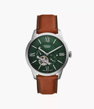 Fossil Men's Townsman Automatic Stainless Steel and Leather Two-Hand Skeleton Watch