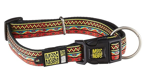 Max & Molly Ethnic Vibes Collar for Dog, Orange, Large Main image