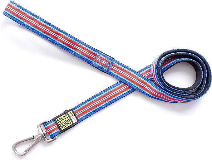 Max & Molly Hampton Strip Short Leash for Dog, Large, Blue Main image