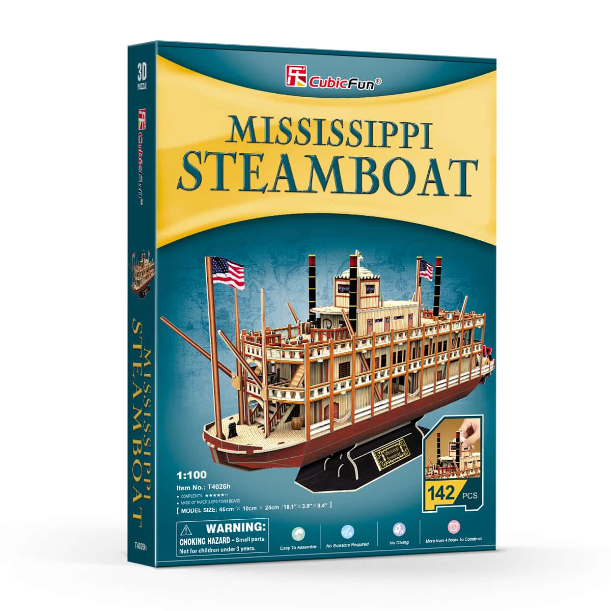 Mississippi Steamboat Shaped 3D Puzzle 142 Pieces Cubic Fun Main image