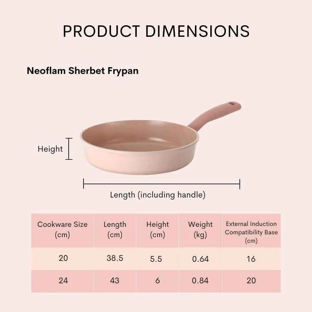 Neoflam Sherbet 20cm Frypan, Non-Stick Xtrema Ceramic Coating