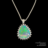 Opal Diamond Pendant Pt900 on a Pt850 Necklace