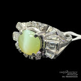 Cat's Eye Lady's Ring Pt850 w/ Diamonds