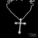 Necklace 18K White Gold w/ 18K Cross Pendant Diamond Highlights