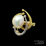 Diamond Pearl Ring 14K Yellow Gold