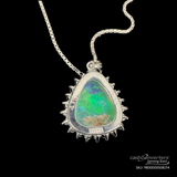 Opal Diamond Pendant Pt900 on a Pt850 Necklace