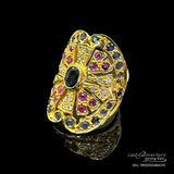 Diamond Colour Gem Ring 750 Yellow Gold