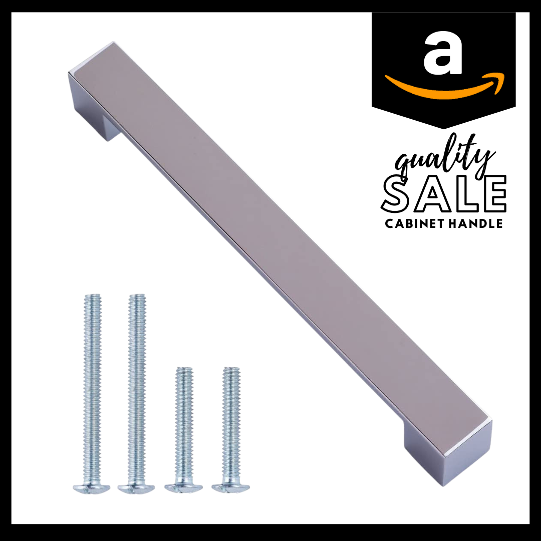 Amazon Basics Short Modern Cabinet Pull Handle 10-Pack Polished Chrome Main image