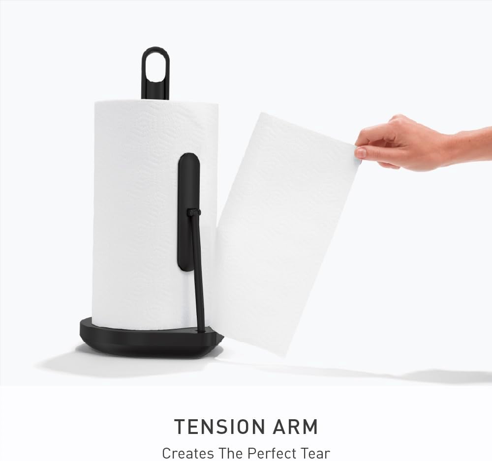 simplehuman Tension Arm Paper Towel Holder, Kitchen Roll Holder, Black Stainless Steel Secondary image