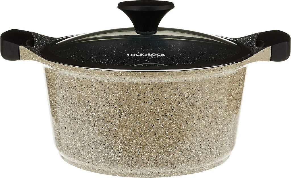 Lock & Lock CookPlus Marble Stone 24cm Deep Casserole, Grey