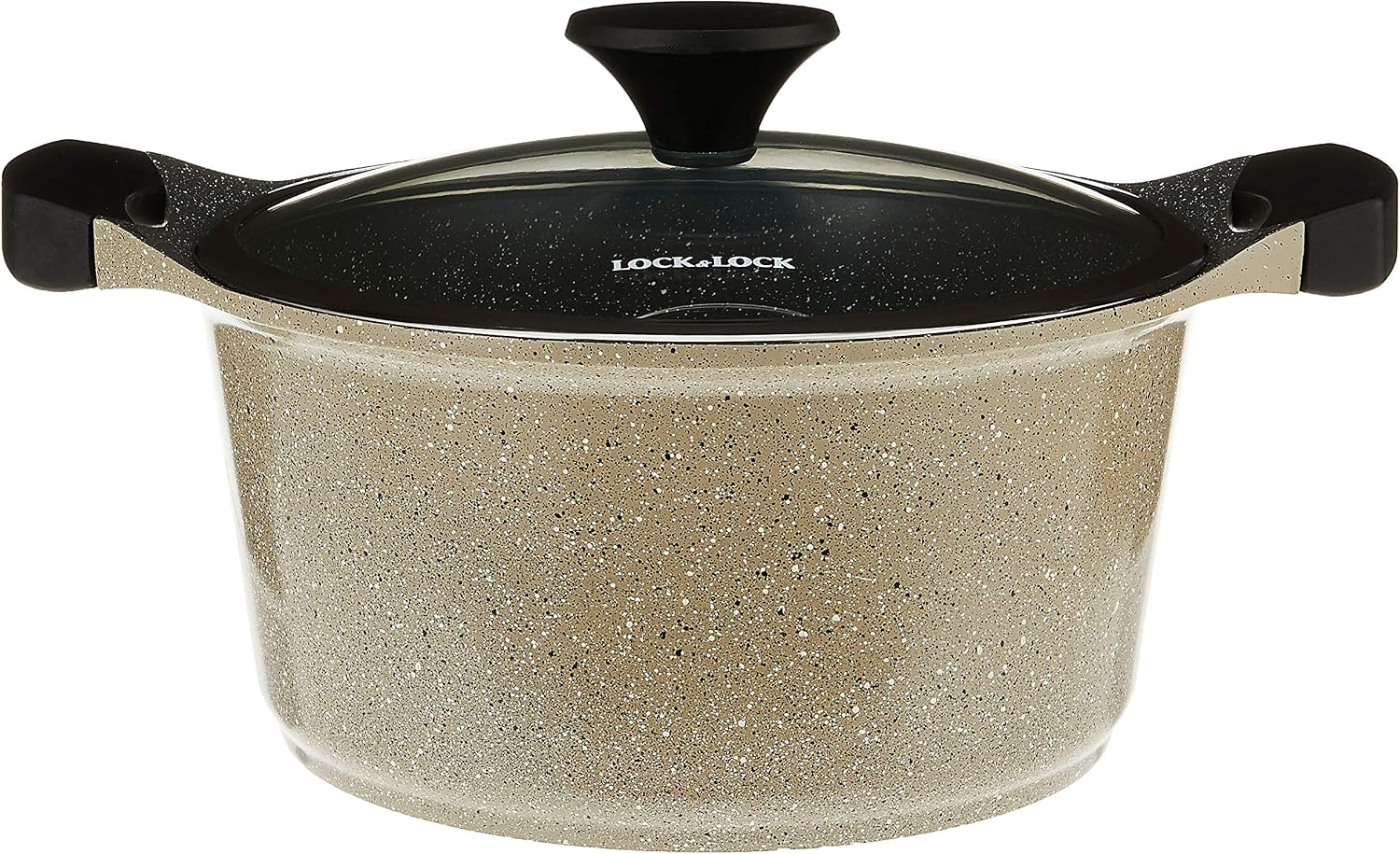 Lock & Lock CookPlus Marble Stone 24cm Deep Casserole, Grey