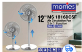 Morries MS-1816DCSF 12 Inch 2 In 1 Circulation fan