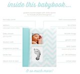 Pearhead Chevron Baby Memory Book with Clean-Touch Ink Pad Included, Teal - A for Expecting Parents