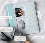 Pearhead Chevron Baby Memory Book with Clean-Touch Ink Pad Included, Teal - A for Expecting Parents