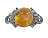 Ring-Pt900 Mexician Fire Opal Diamond