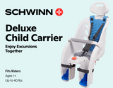 Schwinn Deluxe and Ovation Bike Child Carrier, Rear Mounted Bike Seat Compatible with Most Adult Bike, Seats One Child, Ages 1 Year and Up, Max. Weight 40 lbs., Baby Bike Seat