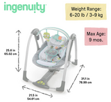 Ingenuity Swing 'n Go Portable Baby Swings, Hugs & Hoots