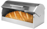 Oggi Stainless Steel Roll Top Bread Box for Kitchen Countertop with Tempered Glass Lid