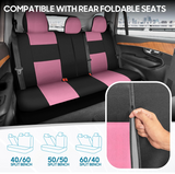 BDK PolyPro Pink Car Seat Covers for Women Full Set – Front and Rear Split Bench Car Seat Cover, Easy Install with Two-Tone Accent, Interior Covers for Auto Truck Van SUV